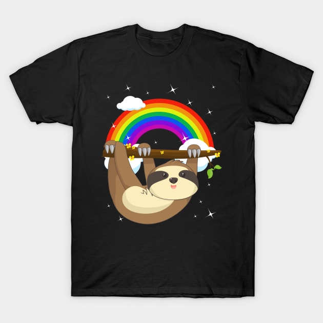 Funny Climbing Sloth LGBT Community Pride T-Shirt by TheBeardComic